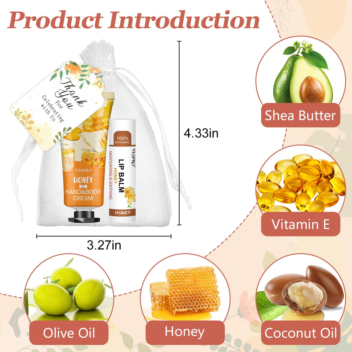 Various fragrances of VESPRO hand creams and lip balms