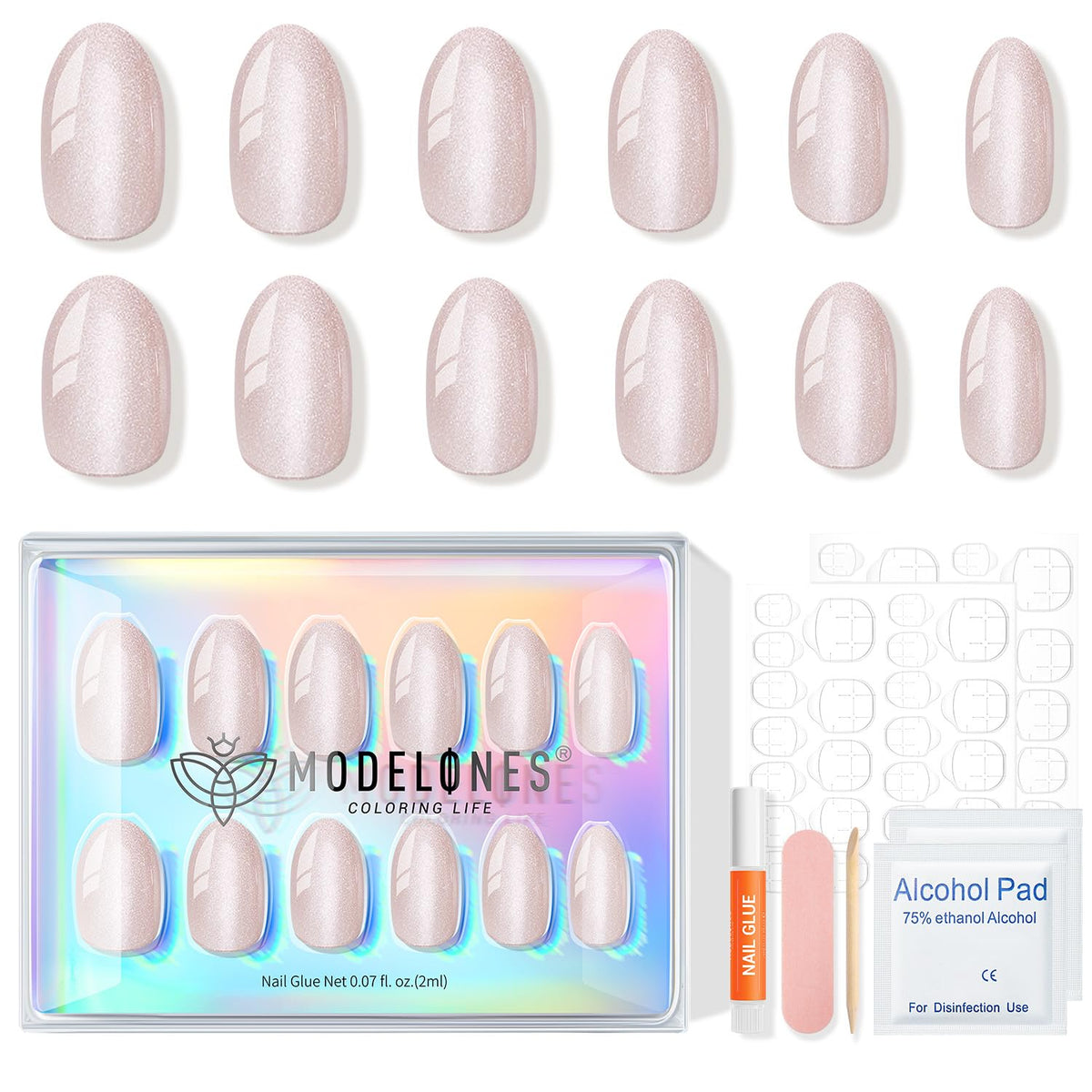 Various styles of modelones Cat Eye Press On Nails displayed