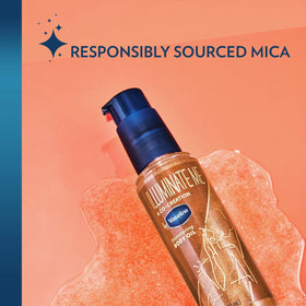 Vaseline Body Oil application on skin with shimmer