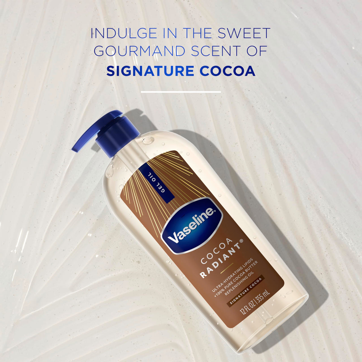 Vaseline Cocoa Radiant Body Gel Oil 12 oz side view