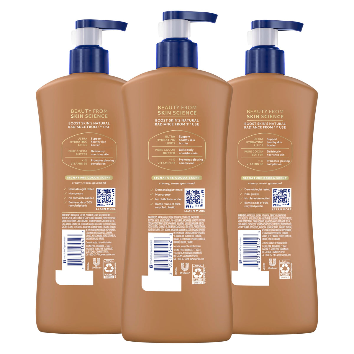 Vaseline Cocoa Radiant Lotion bottle with pump