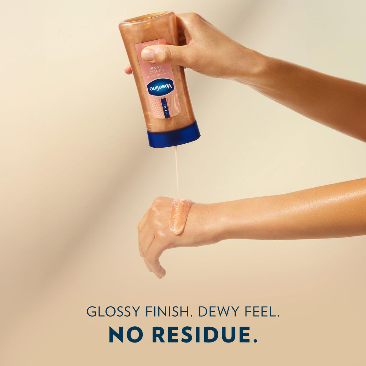 Vaseline Glazed and Glisten Body Gel Oil 1.69 fl oz bottle side view