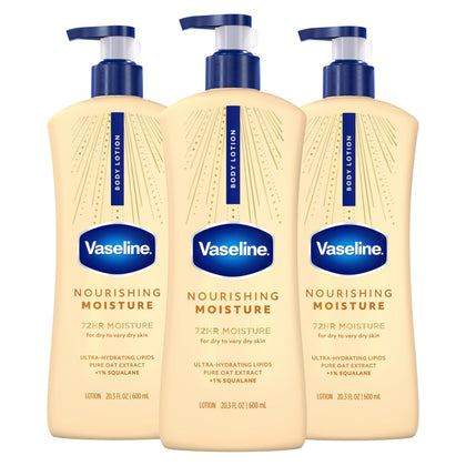 Vaseline Intensive Care Nourishing Moisture Body Lotion 3 Pack front view
