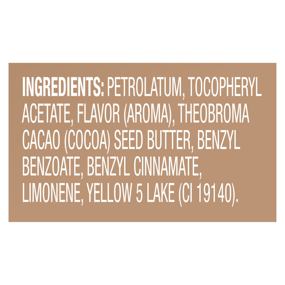 Vaseline Lip Balm Mini Cocoa Butter with ingredients list