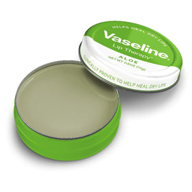 Vaseline Lip Therapy Aloe Vera Lip Balm Tin with lid open
