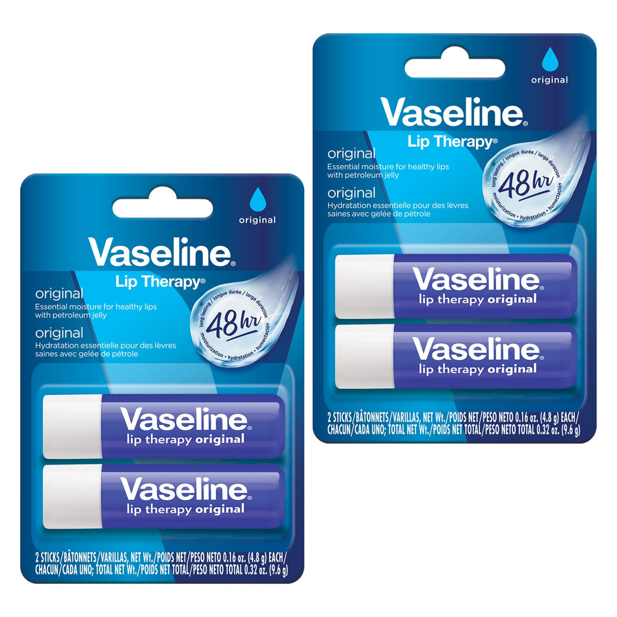 Vaseline Lip Therapy Care Original 2-Pack front view