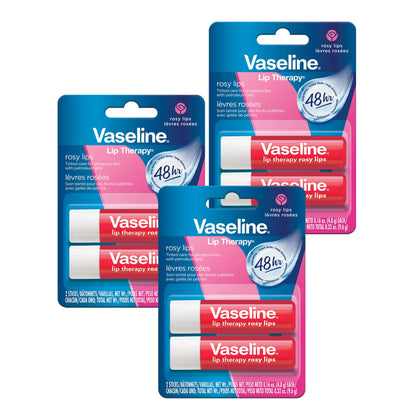 Vaseline Lip Therapy Care Rosy 3-pack lip balm sticks front view