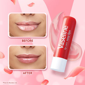 Vaseline Lip Therapy Care Rosy stick in hand for application