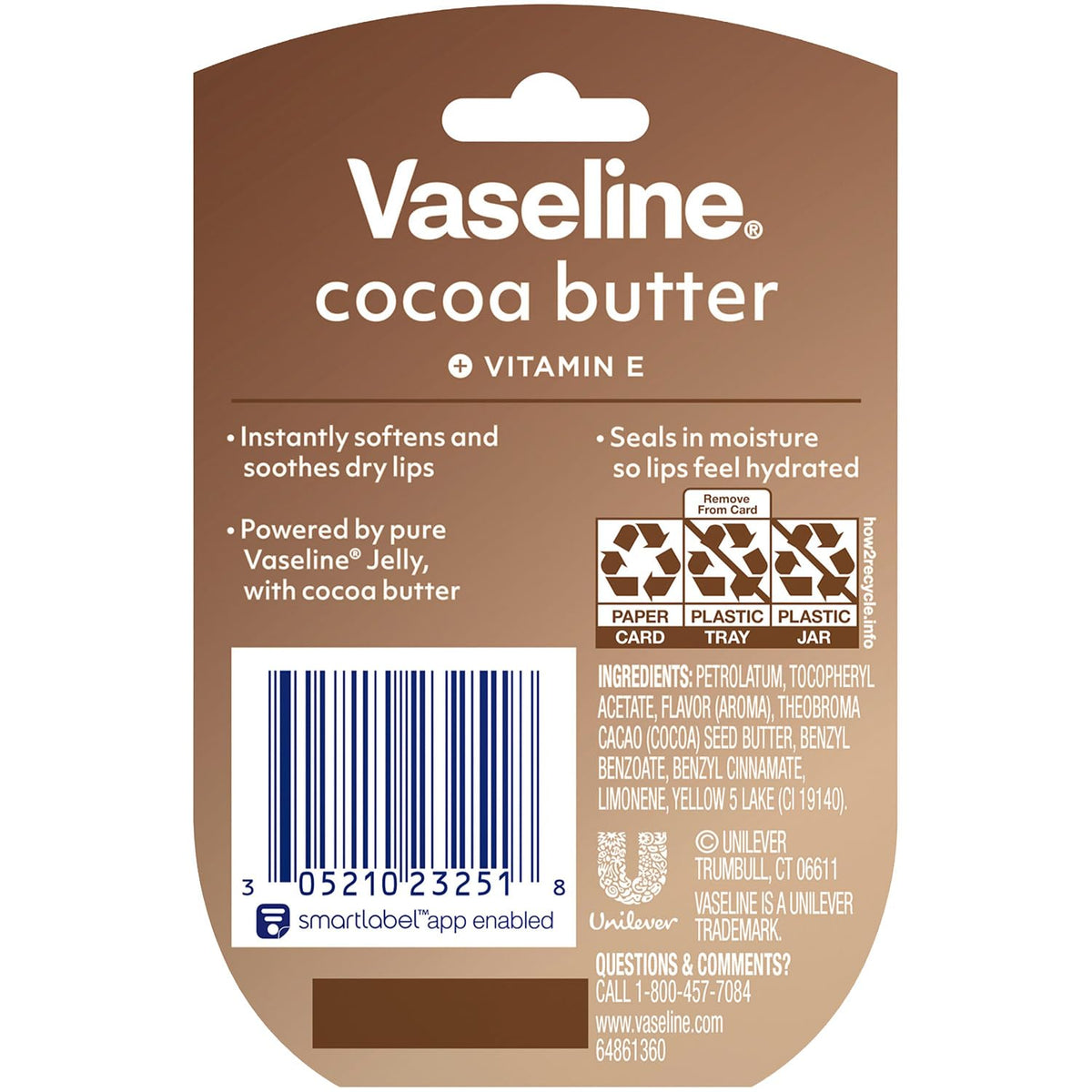 Vaseline Lip Therapy Cocoa Butter jar close-up