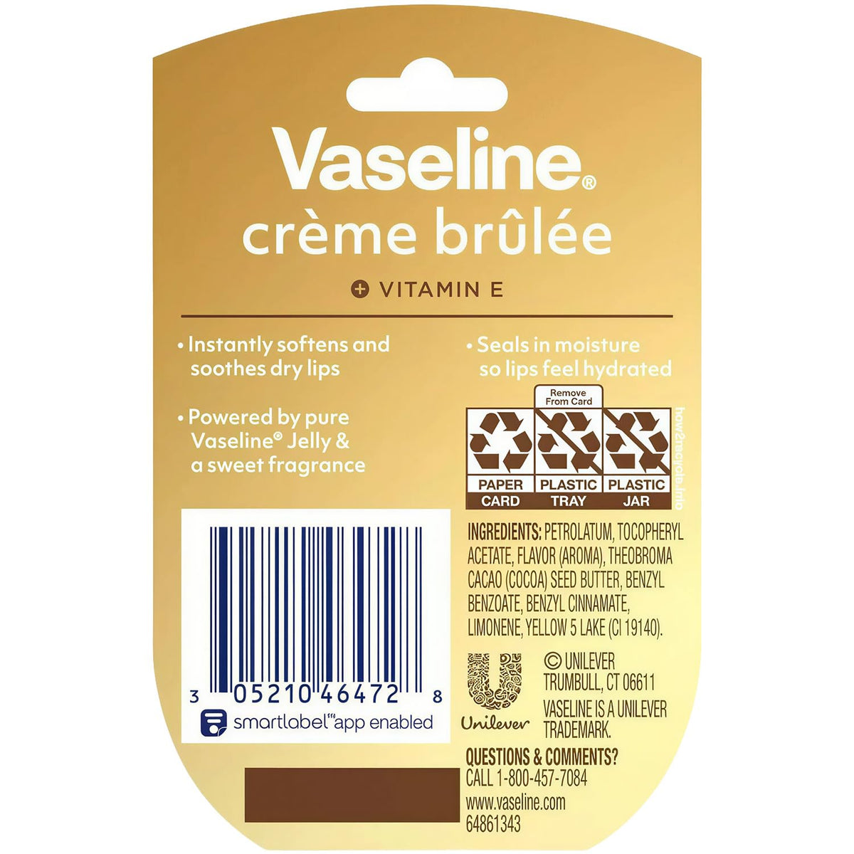Vaseline Lip Therapy Creme Brulee Mini jar showing texture