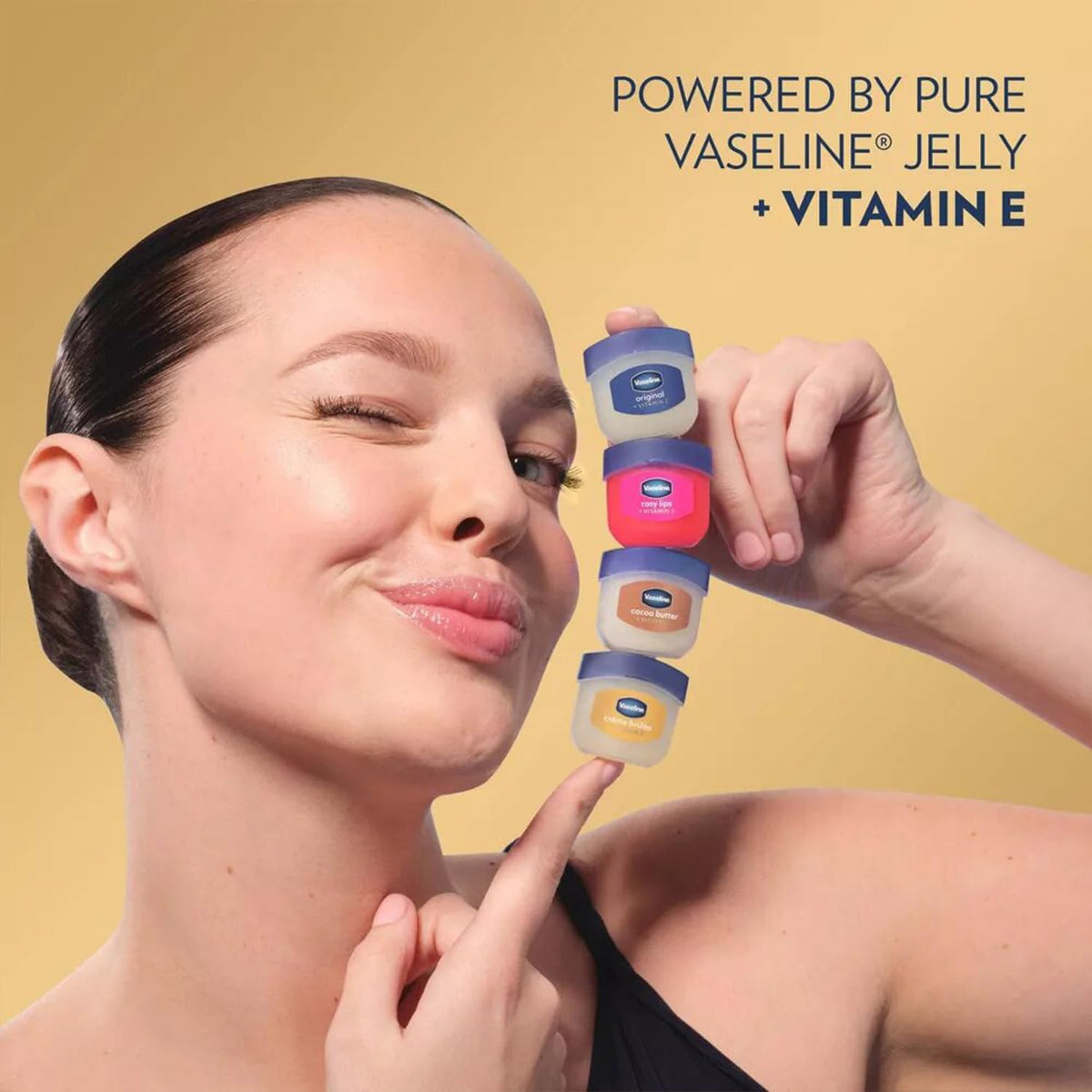 Vaseline Lip Therapy Creme Brulee Mini jar with ingredients list
