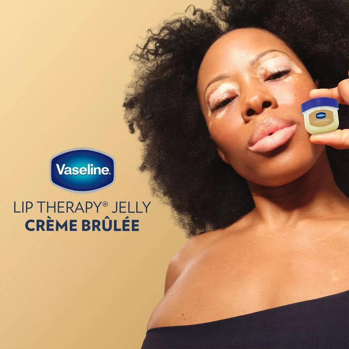 Vaseline Lip Therapy Creme Brulee on a bathroom counter