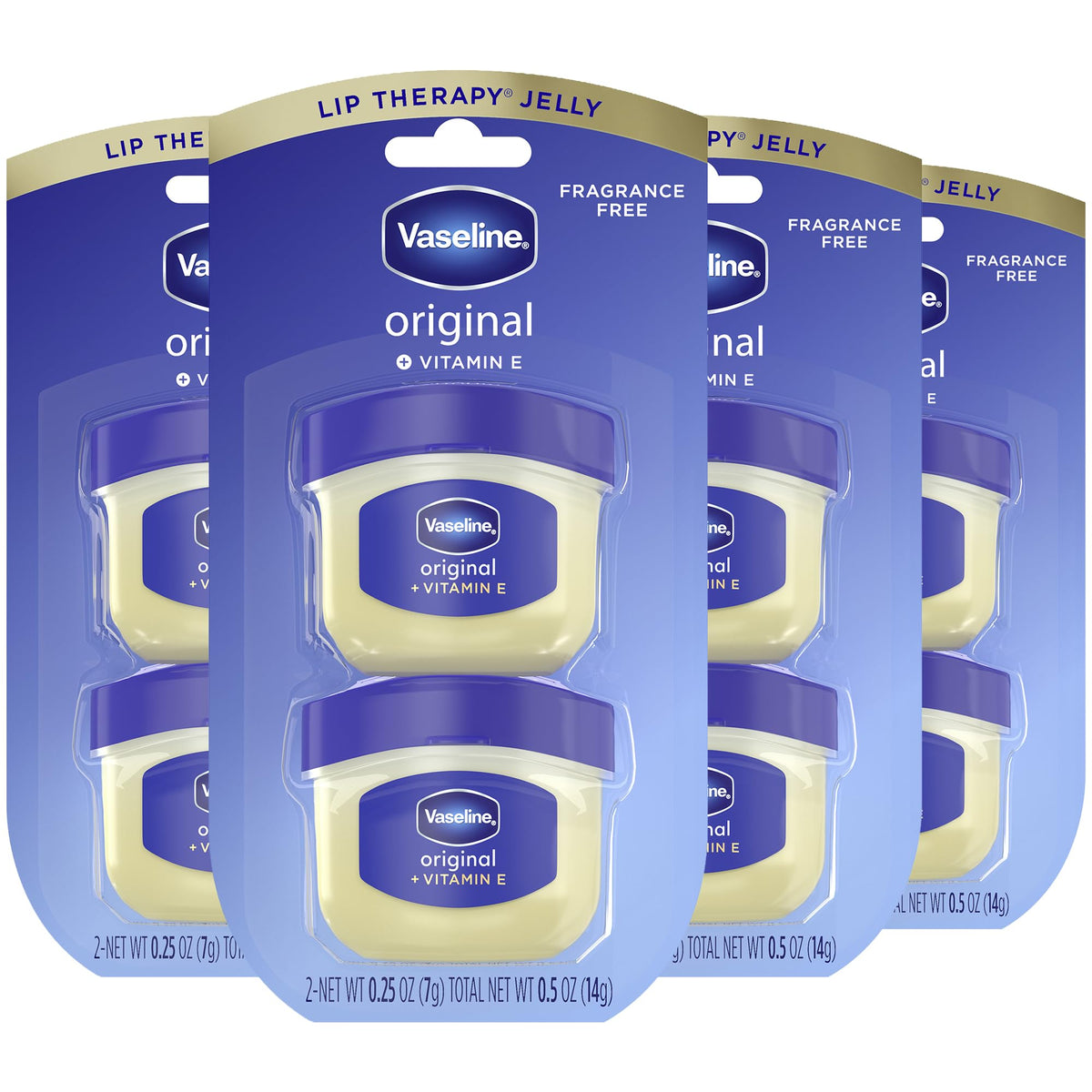 Vaseline Lip Therapy Mini Lip Balm four twin packs front view