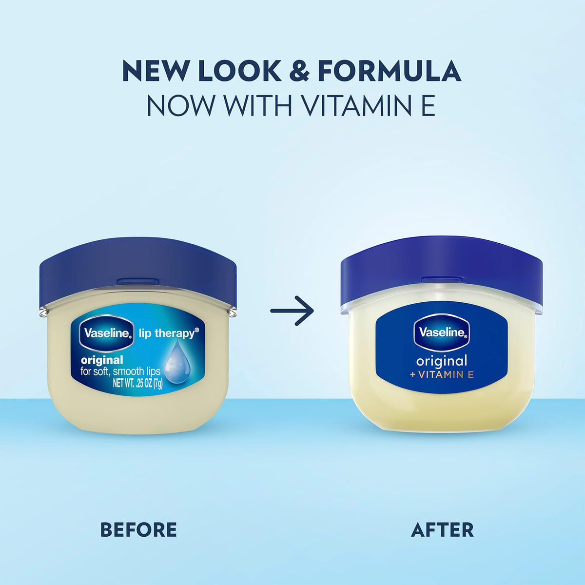 Vaseline Lip Therapy Mini Lip Balm jars stacked on a countertop