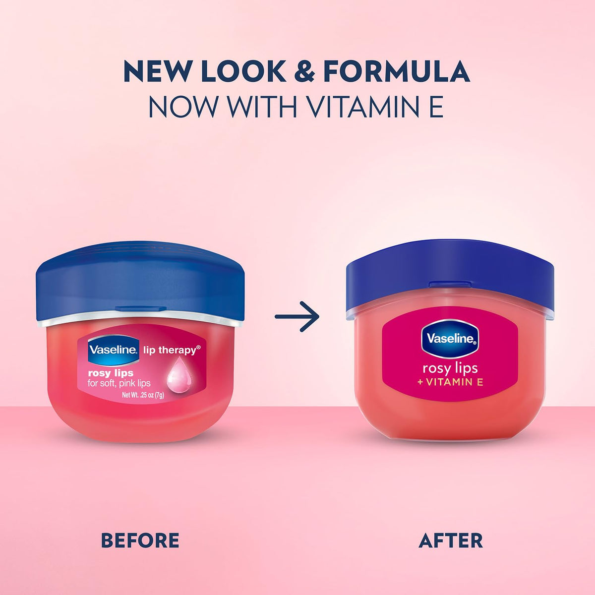 Vaseline Lip Therapy Rosy Lips Mini jars arranged neatly