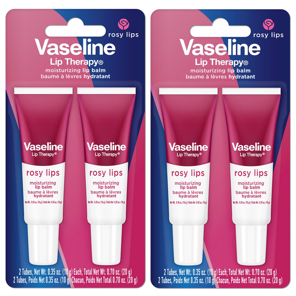 Vaseline Lip Therapy Rosy Lips Moisturising Lip Balm twin pack front view