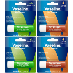Vaseline Lip Therapy Variety 4-Pack with Cocoa Butter and Aloe Vera