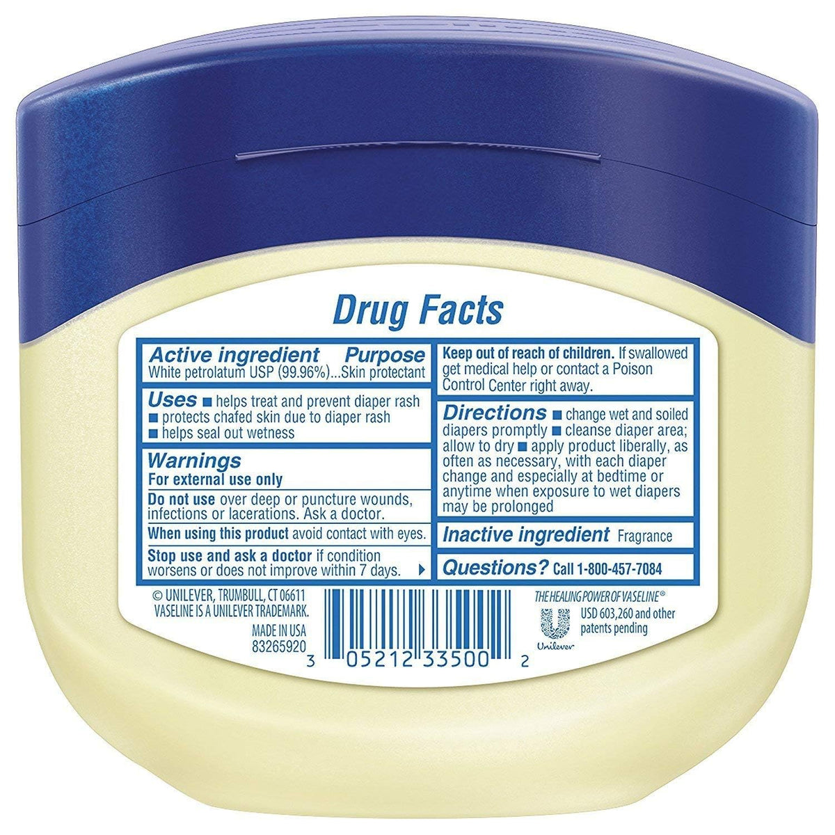Vaseline Petroleum Jelly Baby 4 Count jars on a nursery shelf