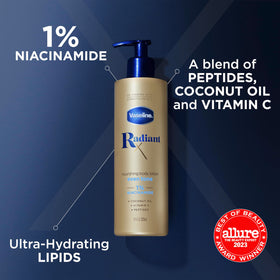 Vaseline Radiant X Even Tone Nourishing Body Lotion 11 oz side view
