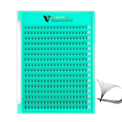 VAVALASH Premade Volume Fans Lash Extensions tray front view with 320 fans