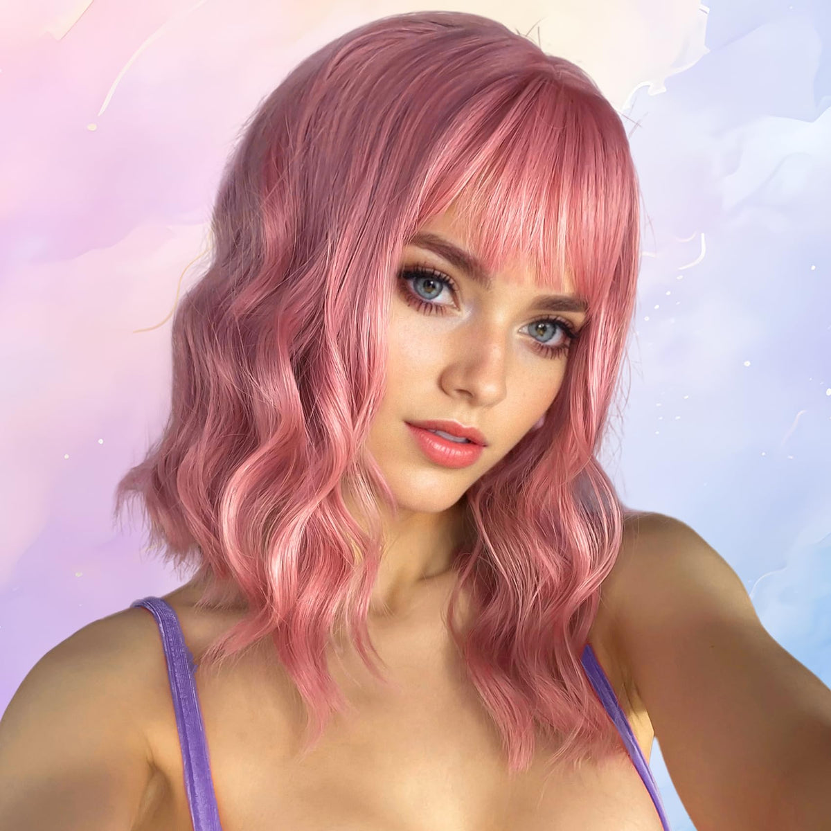 VCKOVCKO pink bob wig in a lifestyle setting