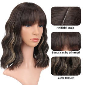 VCKOVCKO Short Bob Wig back view showing wavy texture