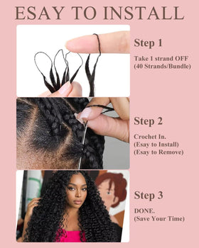 VDZ 20 Inch Human Crochet Hair Extensions displayed with styling tools