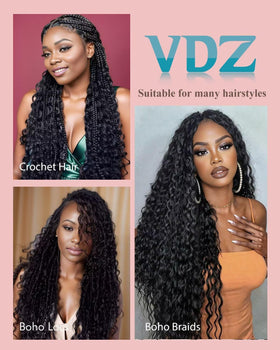 VDZ 20 Inch Human Crochet Hair Extensions showing deep wave pattern