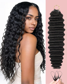 VDZ Human Crochet Hair Extensions 18 Inch Deep Wave front view