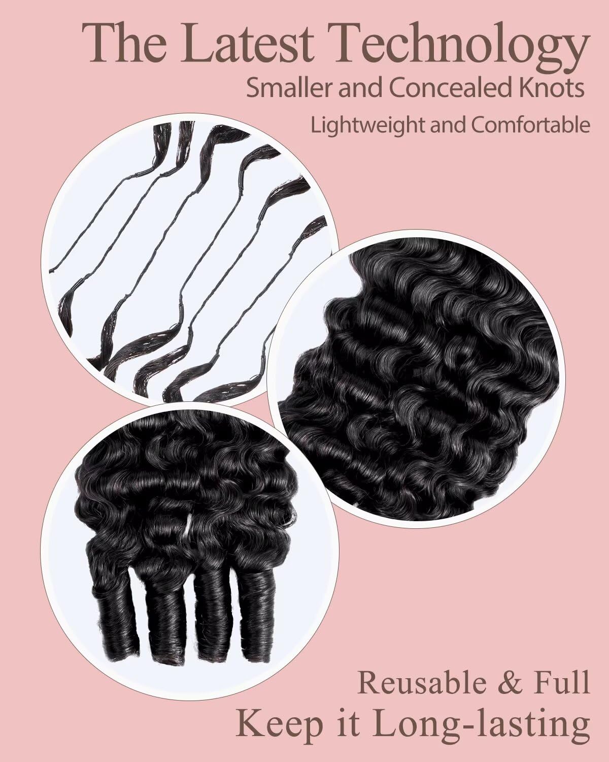 VDZ Human Crochet Hair Extensions 18 Inch Deep Wave texture close-up