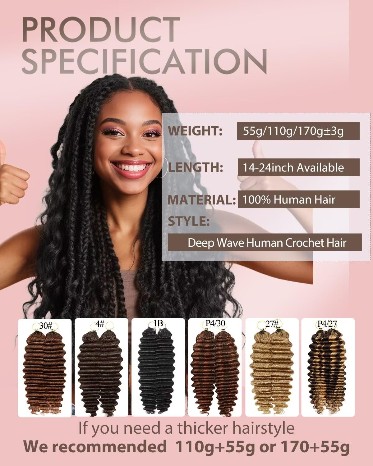 VDZ Human Crochet Hair showing full fluffy style
