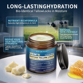 Veakson Men's Beef Tallow Skin Care Cream with honey balm