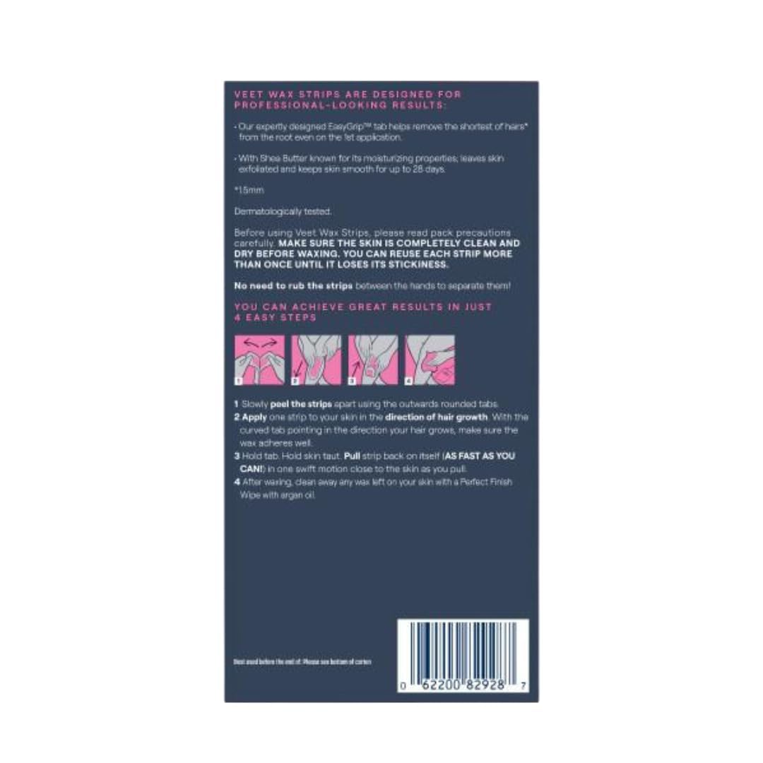 Veet Leg & Body Hair Removal Kit back view with instructions