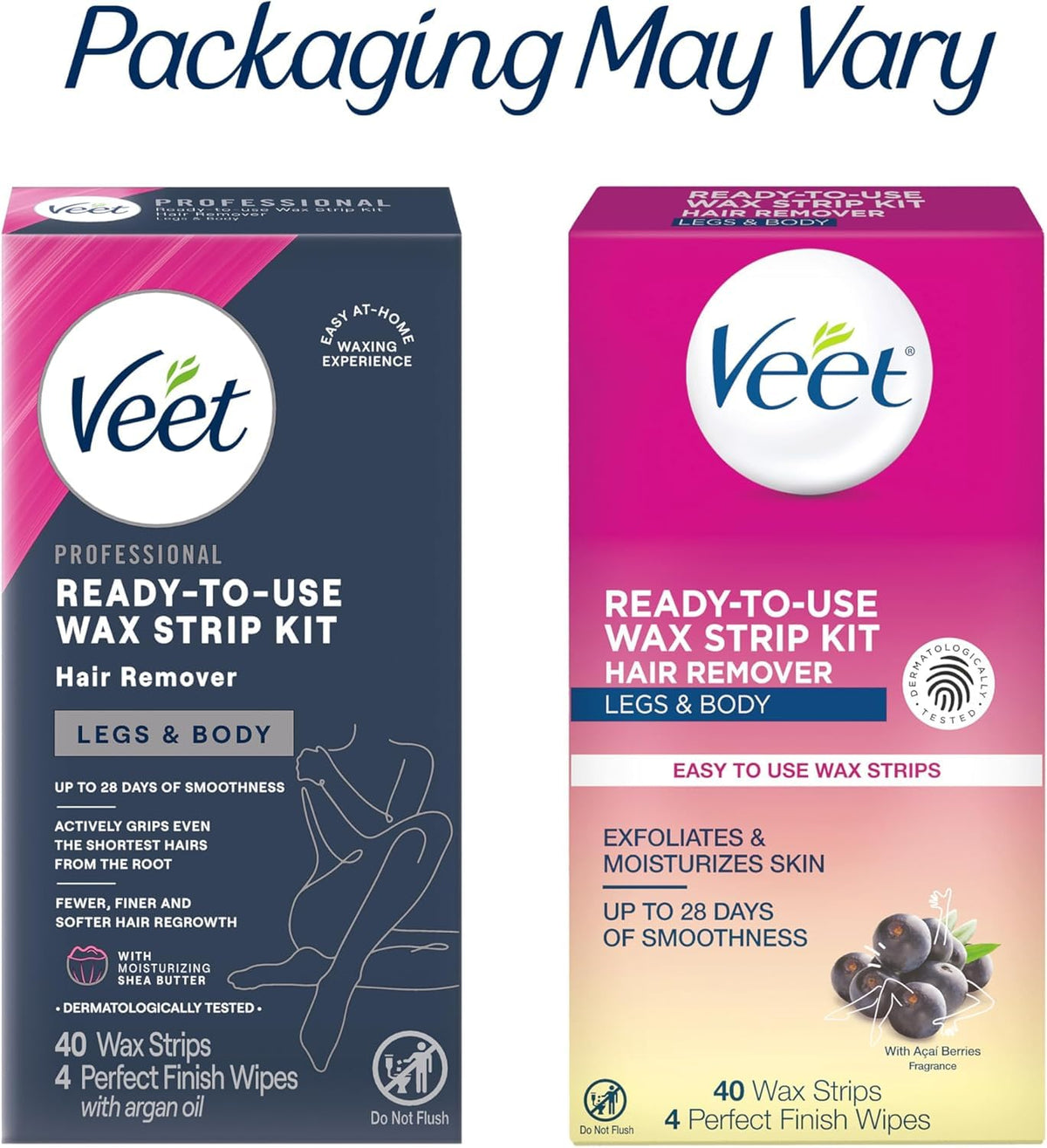 Veet Sugar Wax Strips showing contents and packaging