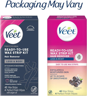 Veet Sugar Wax Strips showing contents and packaging