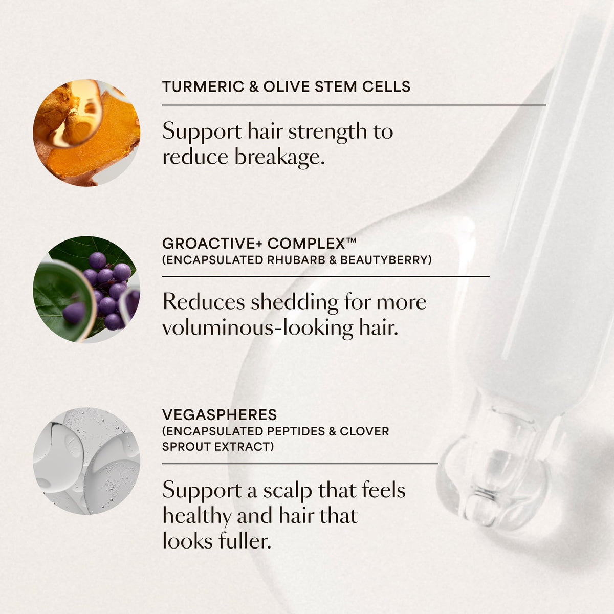 VEGAMOUR GRO+ Advanced Hair Serum with dropper open