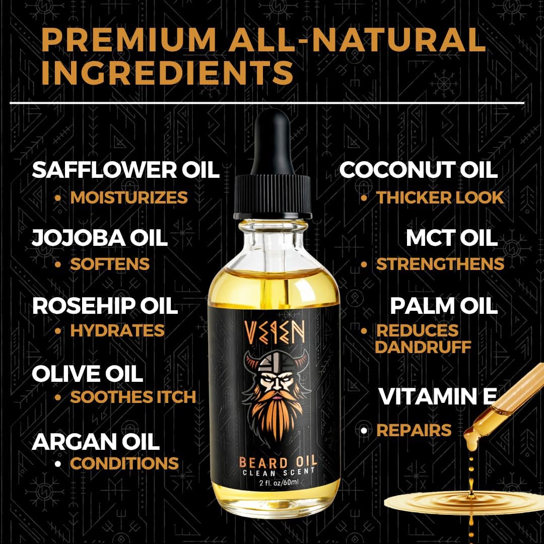 Veien Beard Oil 2oz with a dropper for easy dispensing