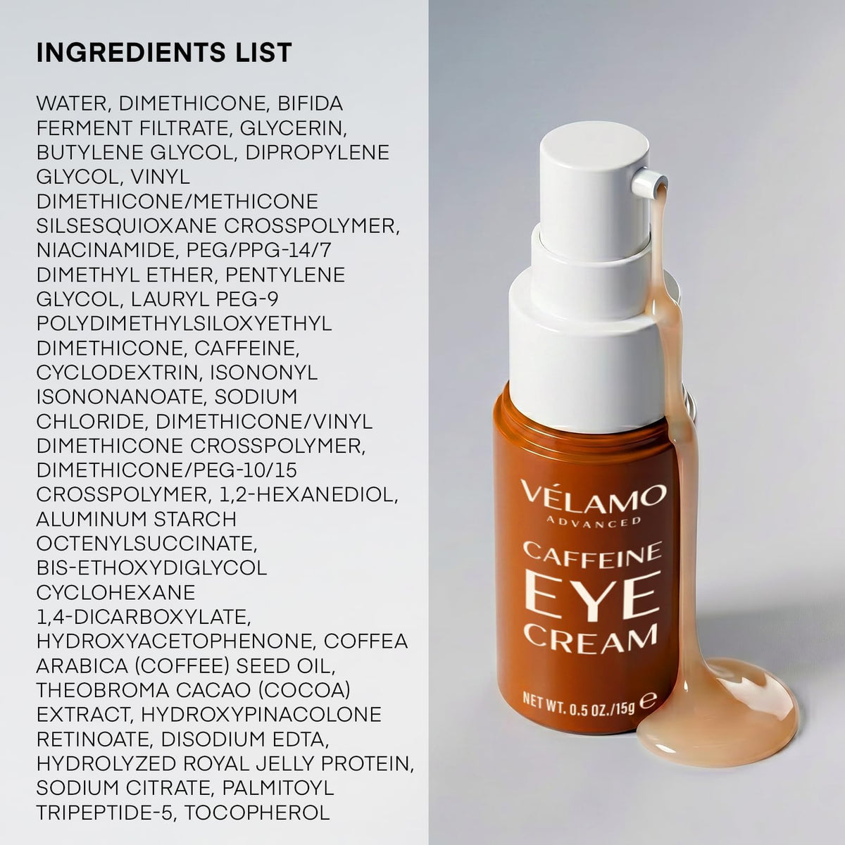 VELAMO ADVANCED Caffeine Eye Cream 15g jar close-up