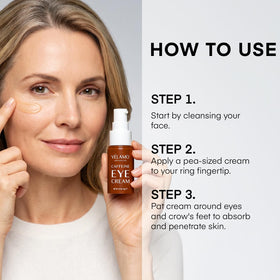 VELAMO ADVANCED Caffeine Eye Cream application on skin