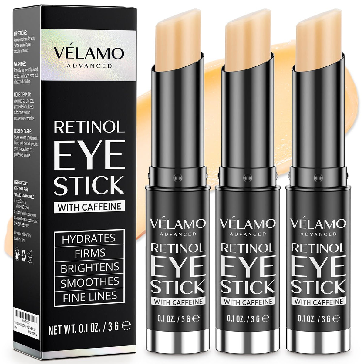 VELAMO ADVANCED Retinol Eye Stick front view packaging