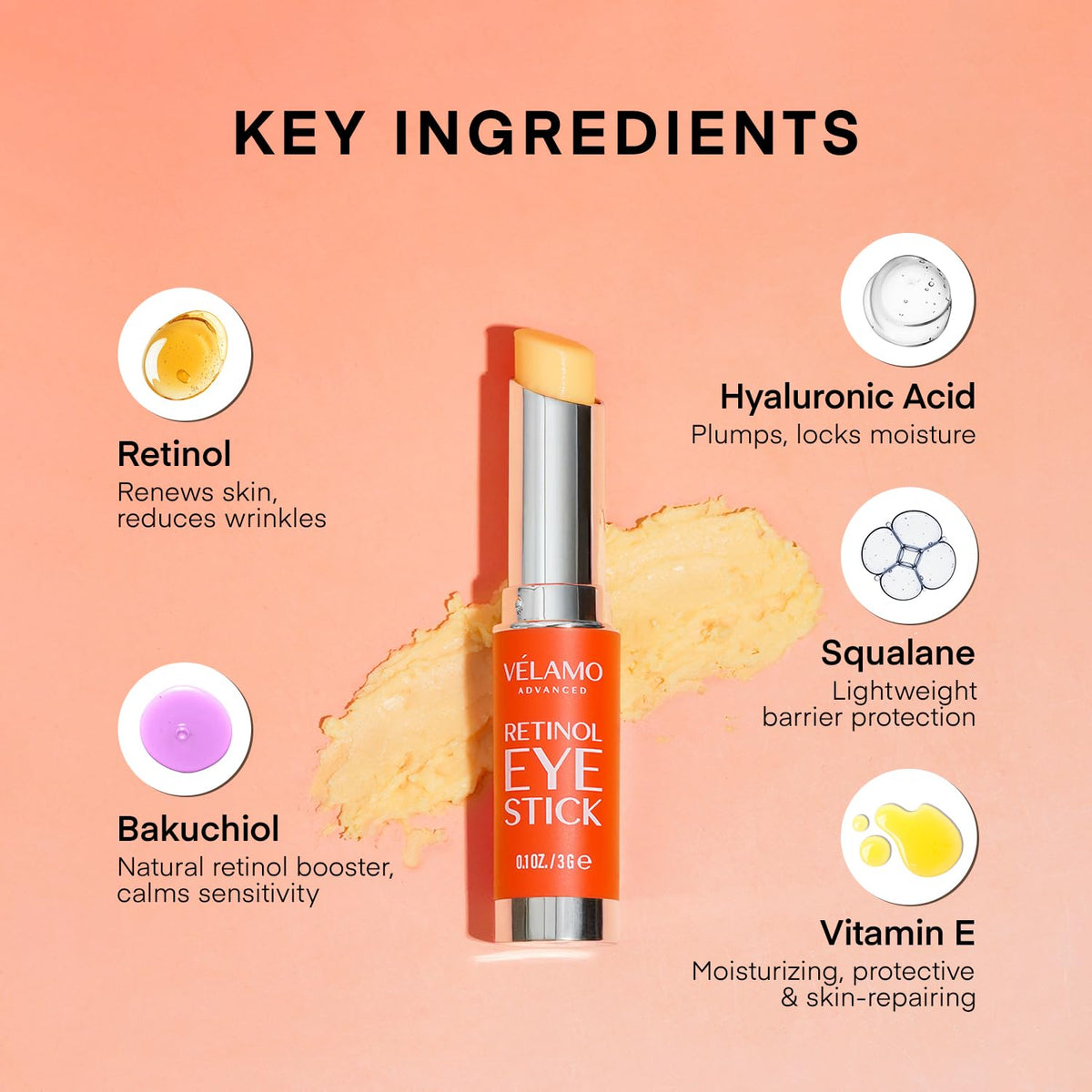 VELAMO ADVANCED Retinol Eye Stick in hand for application