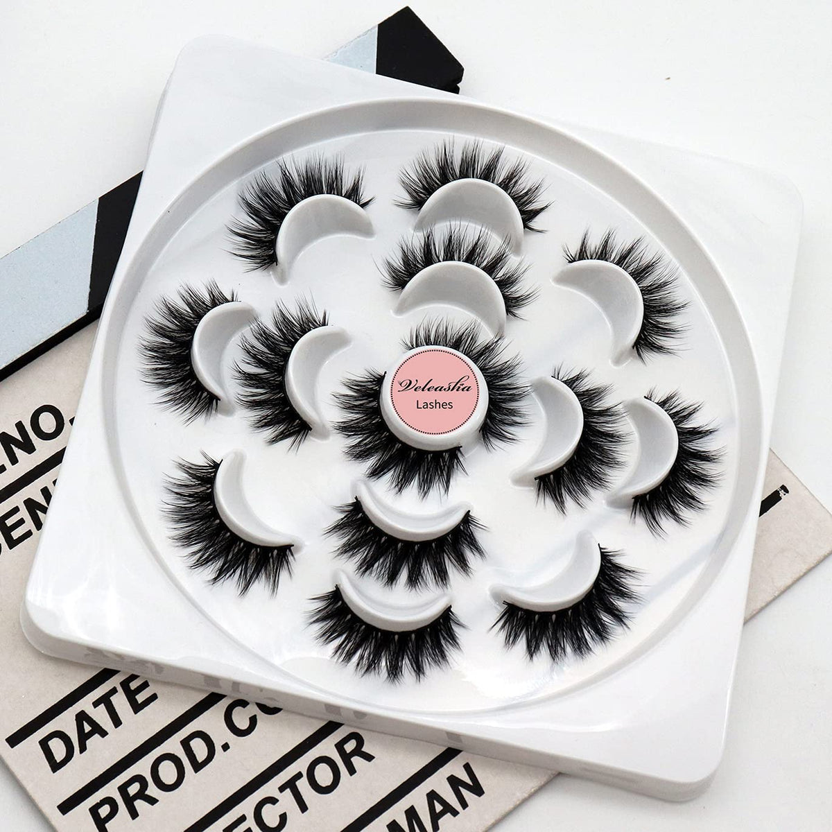 Veleasha 5D Faux Mink False Eyelashes back view with care instructions