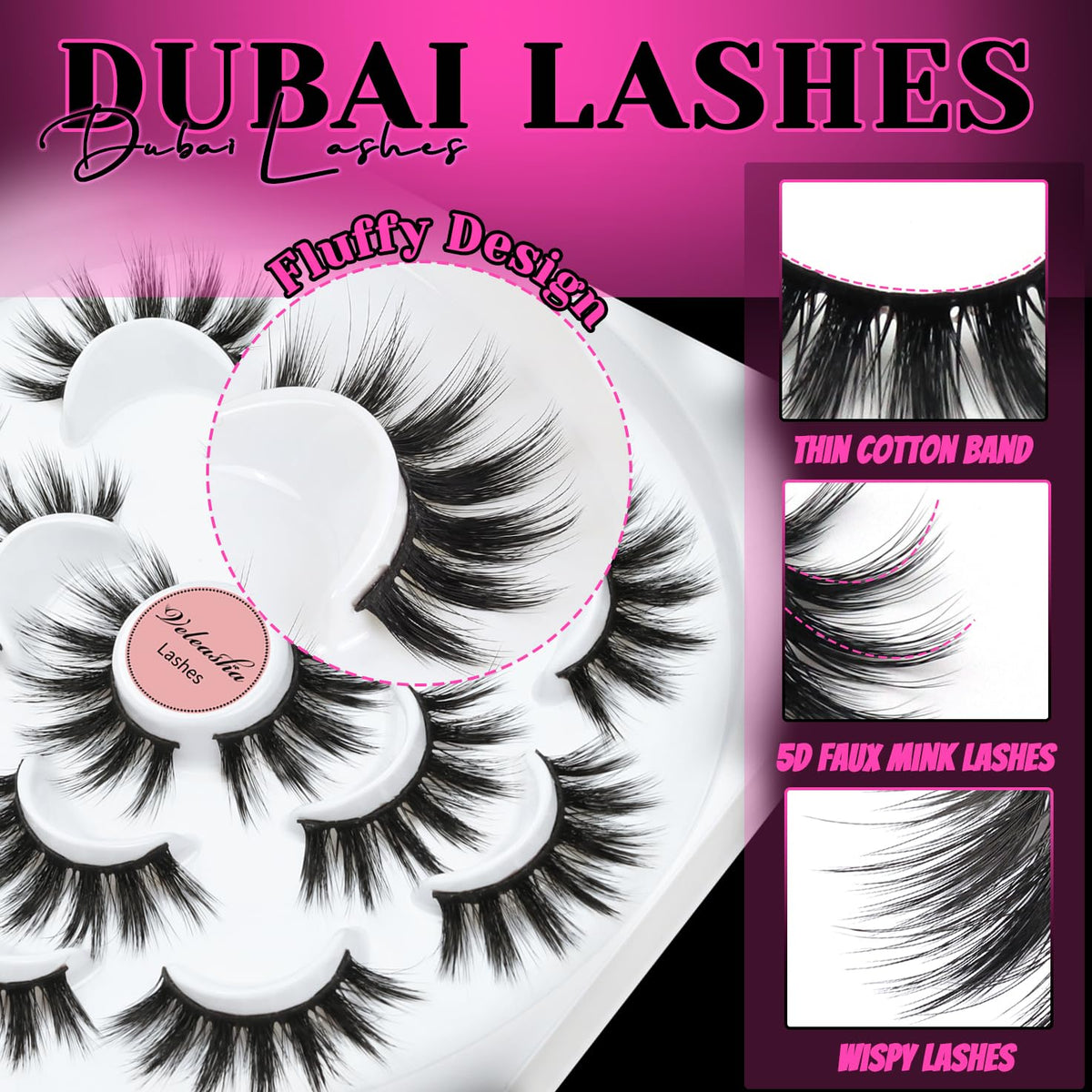 Veleasha 5D Faux Mink False Eyelashes Dubai fluffy design