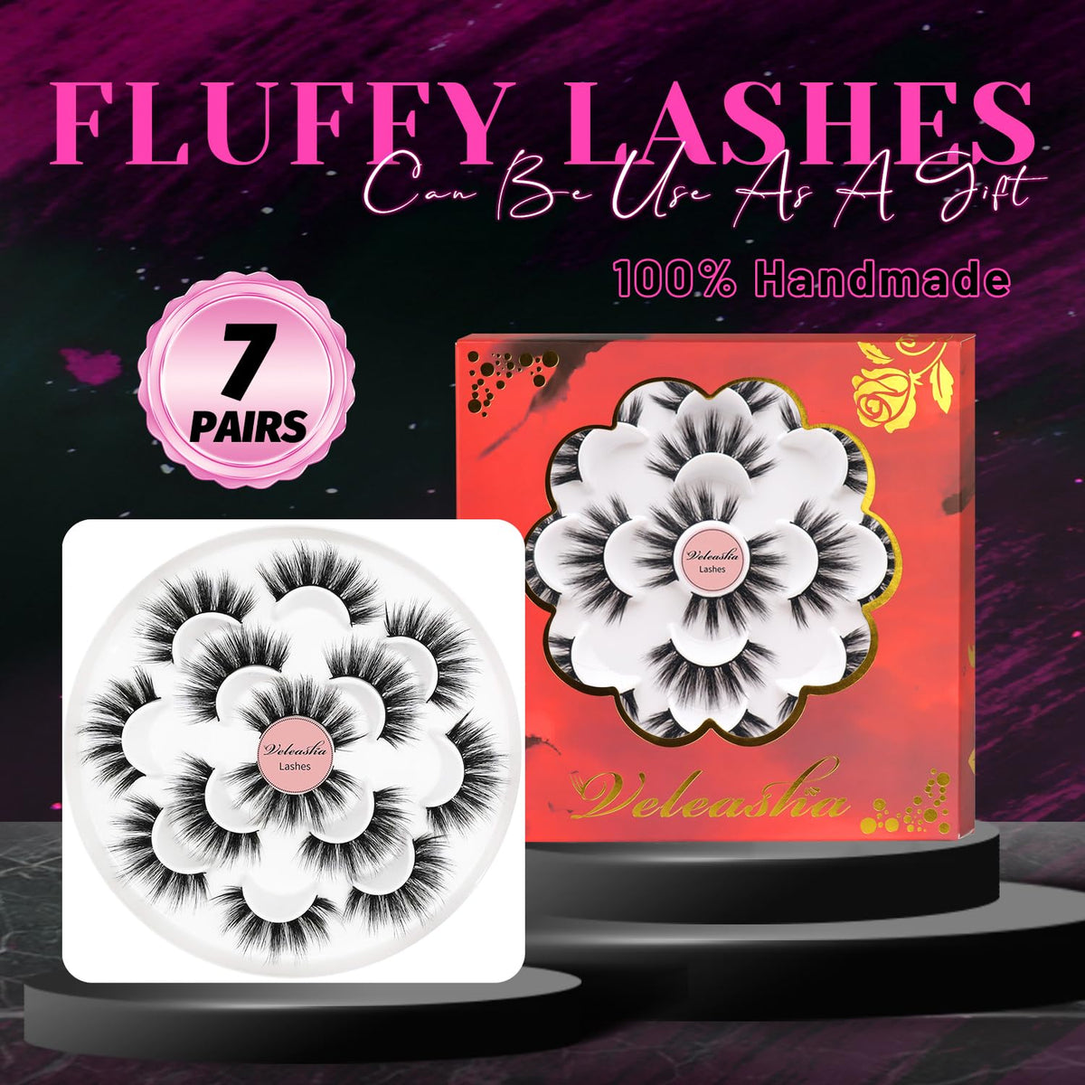 Veleasha 5D Faux Mink False Eyelashes Dubai in use
