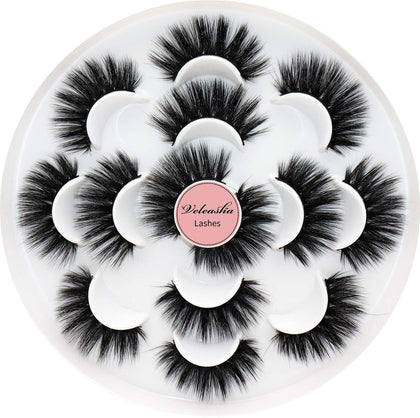 Veleasha 5D Faux Mink False Eyelashes front view showing fluffy lashes