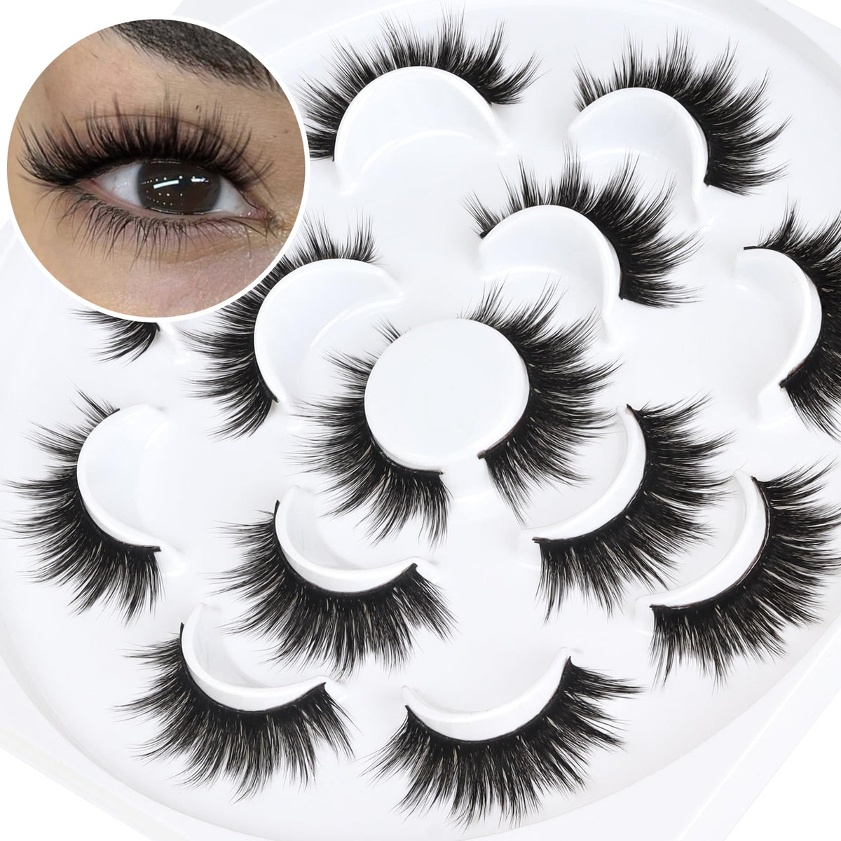 Veleasha 5D Faux Mink False Eyelashes front view with packaging