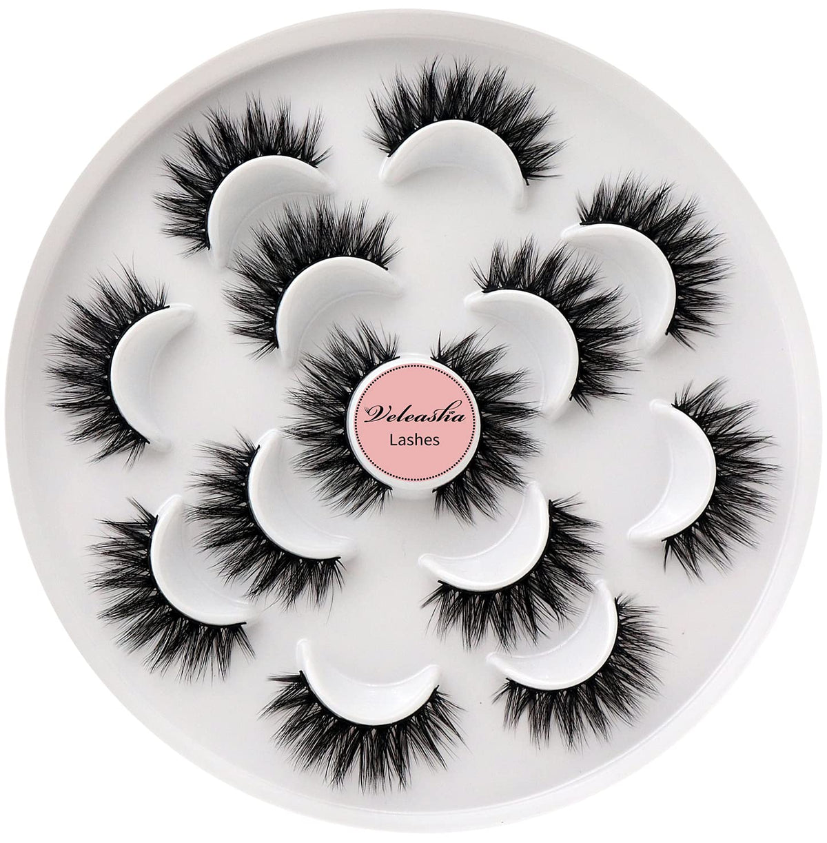 Veleasha 5D Faux Mink False Eyelashes front view with packaging