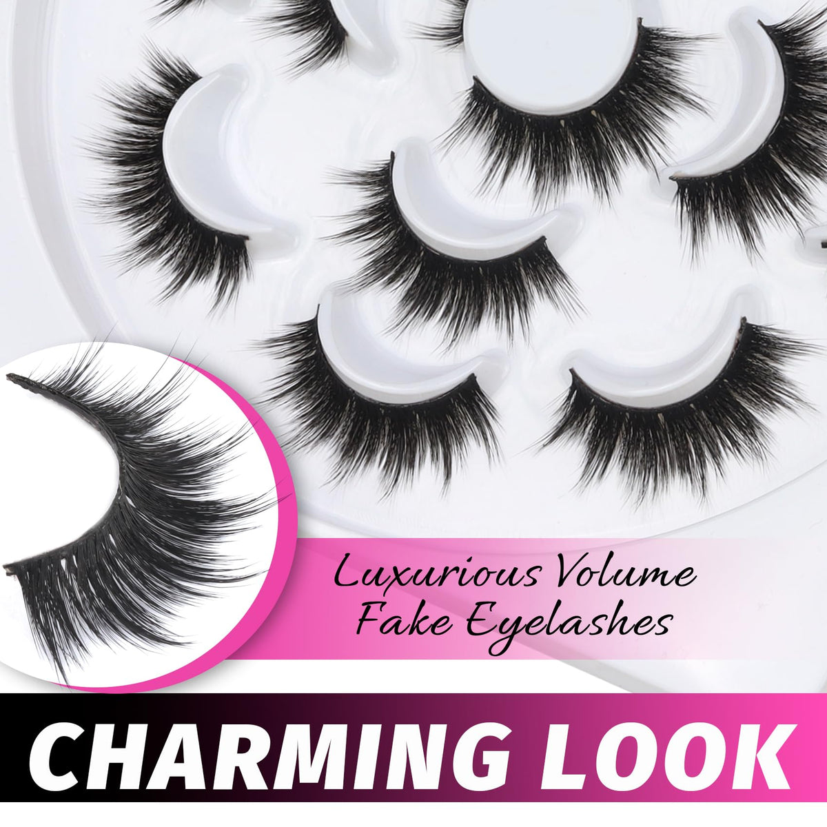 Veleasha 5D Faux Mink False Eyelashes showing multiple pairs