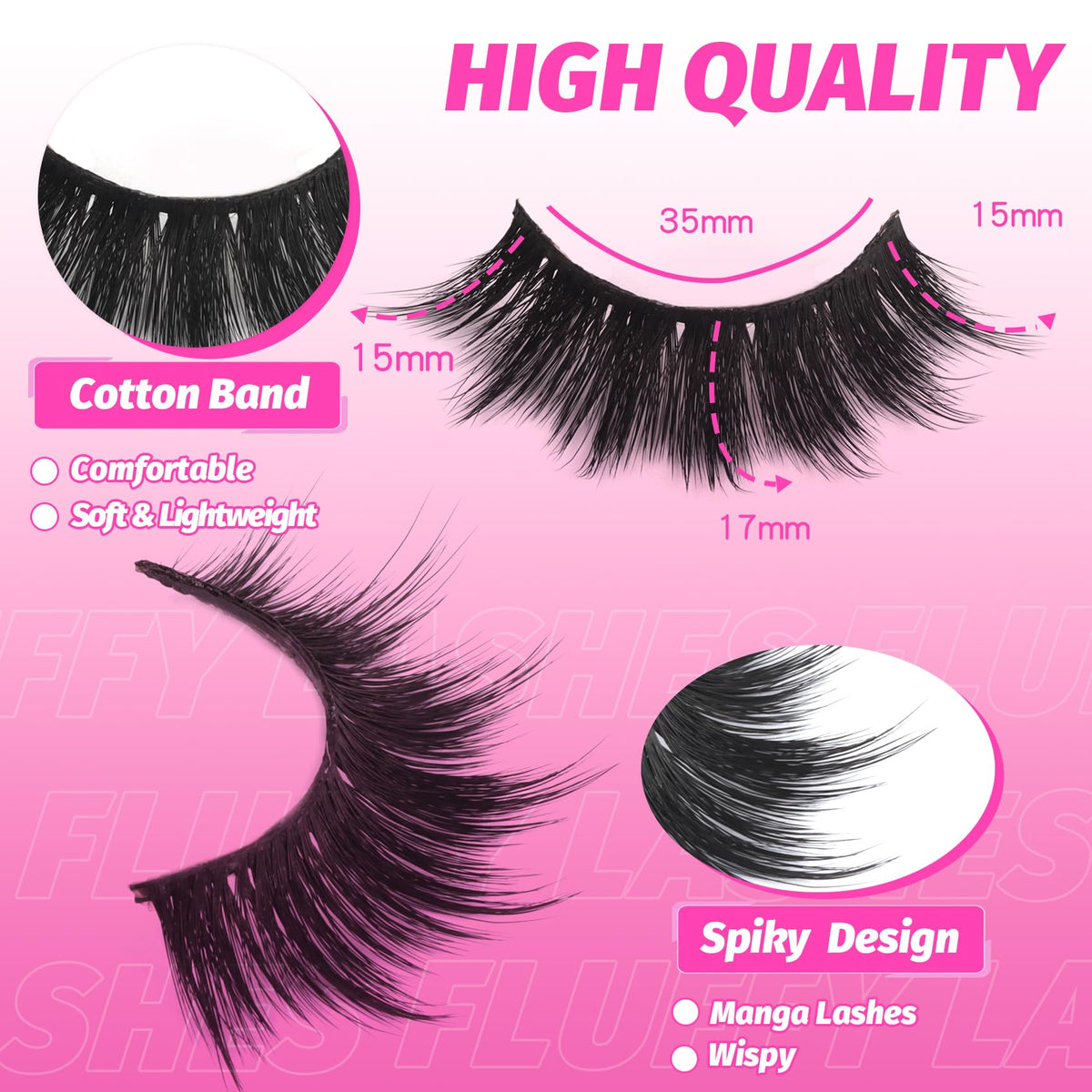 Veleasha 5D Faux Mink False Eyelashes side view showcasing fluffy design