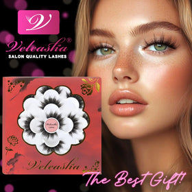 Veleasha 5D Faux Mink False Eyelashes with a model wearing them